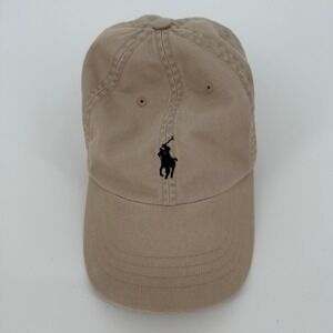 Polo Ralph Lauren Mens Tan Khaki Cotton Pony Logo Adjustable Baseball Dad Hat
